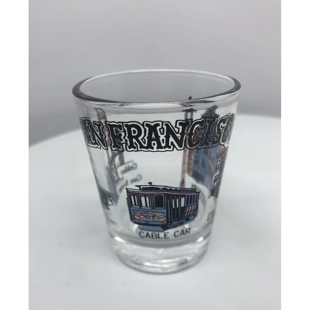 Vtg Shot Glass San‎ Francisco Souvenir Cable Car China Town Golden Gate Bridge